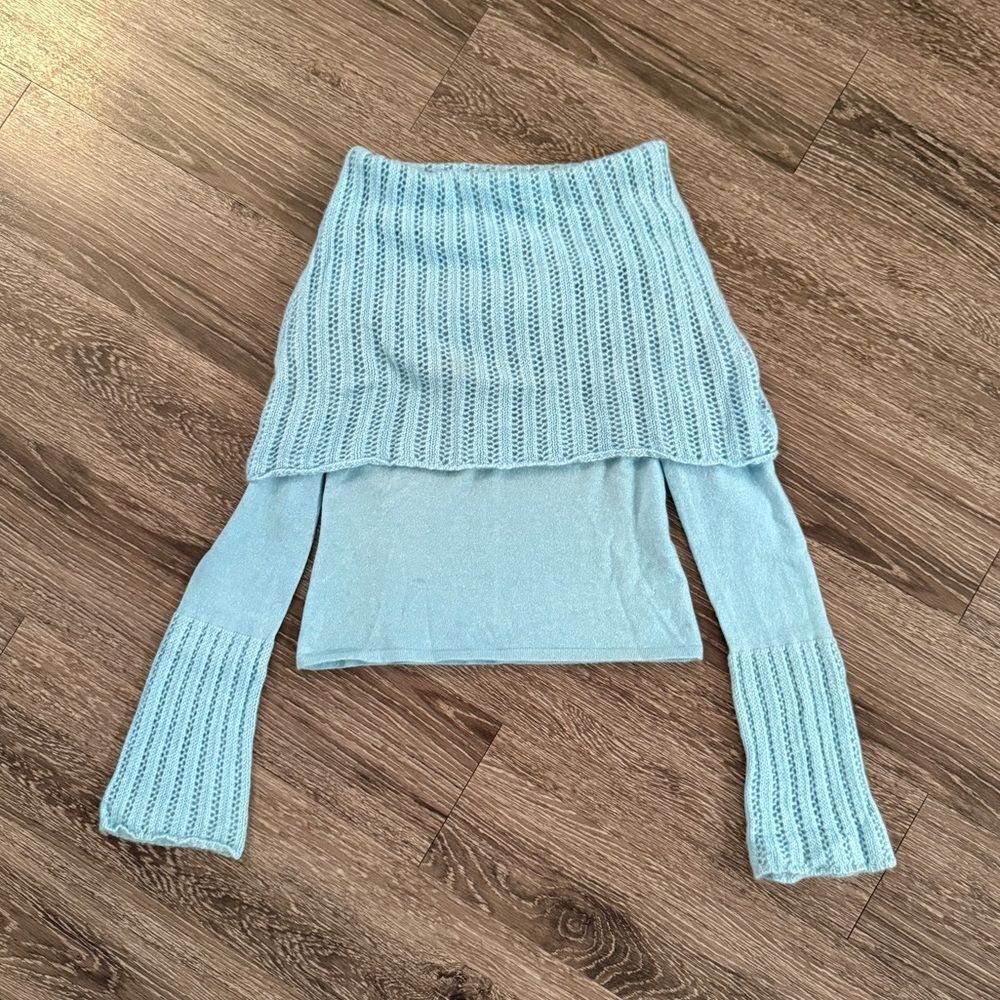 Autumn Cashmere Light Blue Off Shoulder Sweater